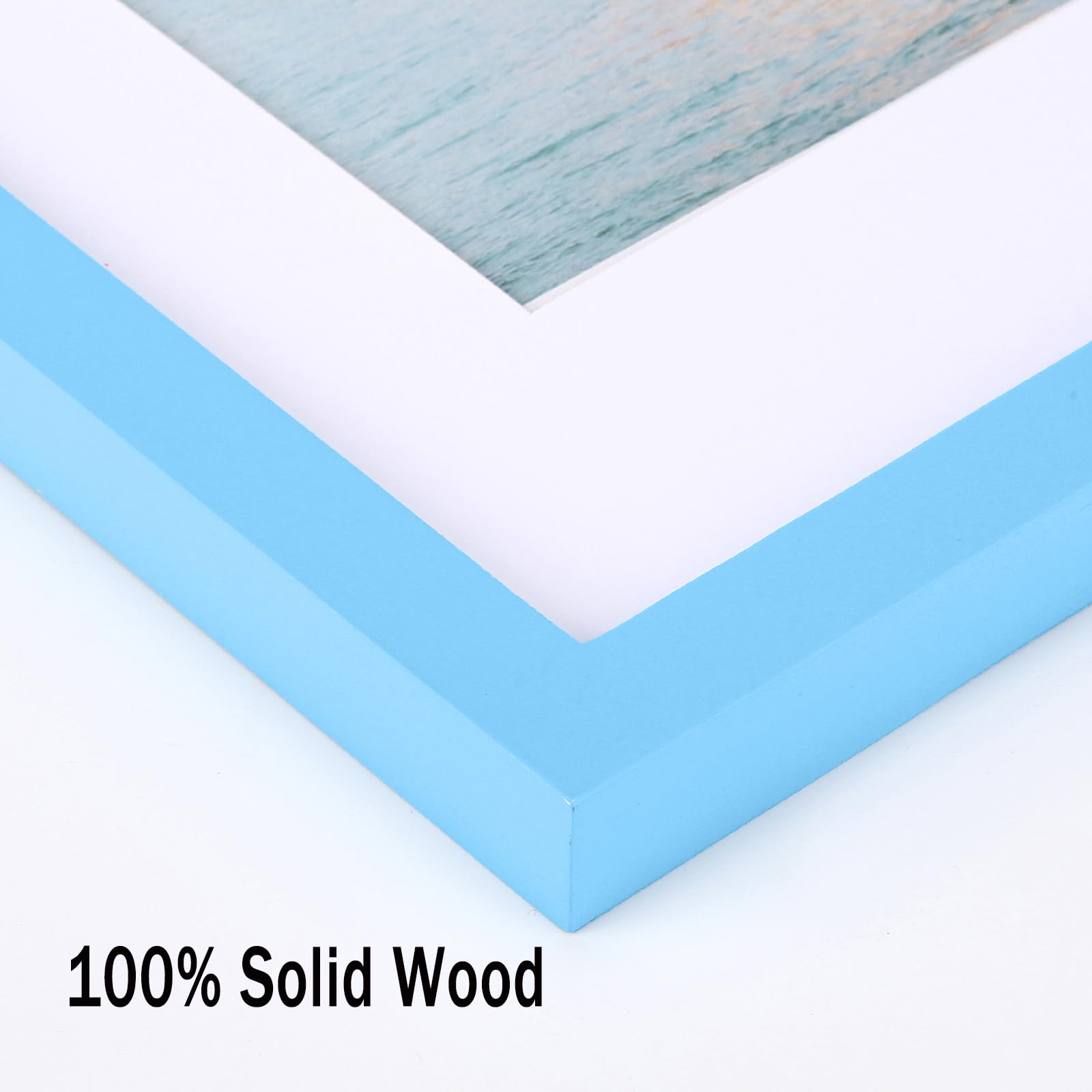 wyooxoo 11x14 Picture Frame Made of Solid Wood Blue Photo Frames Display Pictures 8x10 with Mat or 11x14 Without Mat Colorful Fr